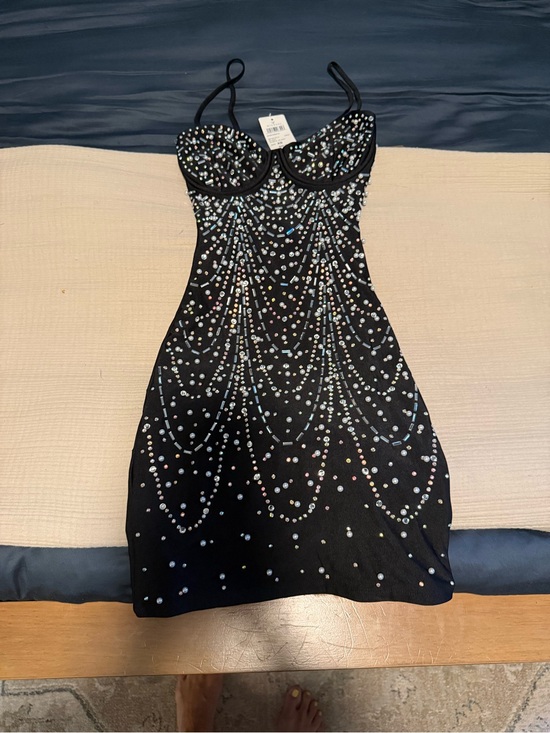 Windsor Dresses & Skirts - Windsor Black Mini Dress with Iridescent Crystal Embellishments